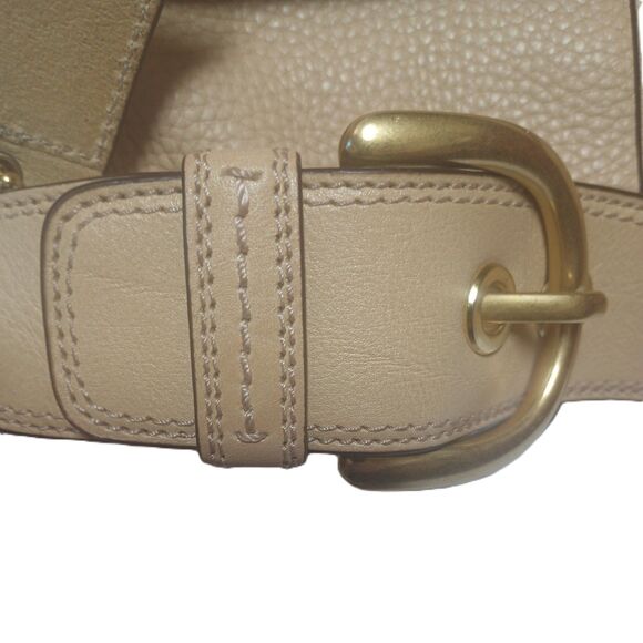 Coach M0769-11842 Cream Brown Handle Buckle Snap Hobo Leather Purse - Picture 5 of 10